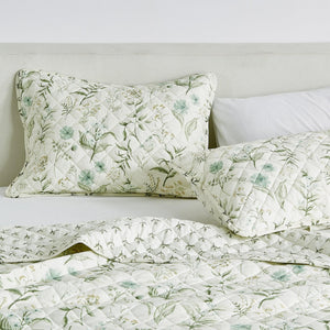 Floral Printed Microfiber Quilt Set - Glyndora Collection
