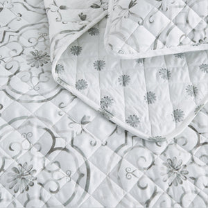 Watercolor Floral Printed Microfiber Quilt Set - Florence Collection