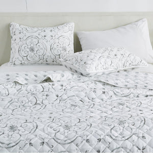 Watercolor Floral Printed Microfiber Quilt Set - Florence Collection