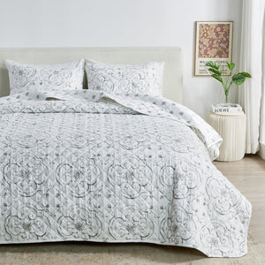 Watercolor Floral Printed Microfiber Quilt Set - Florence Collection