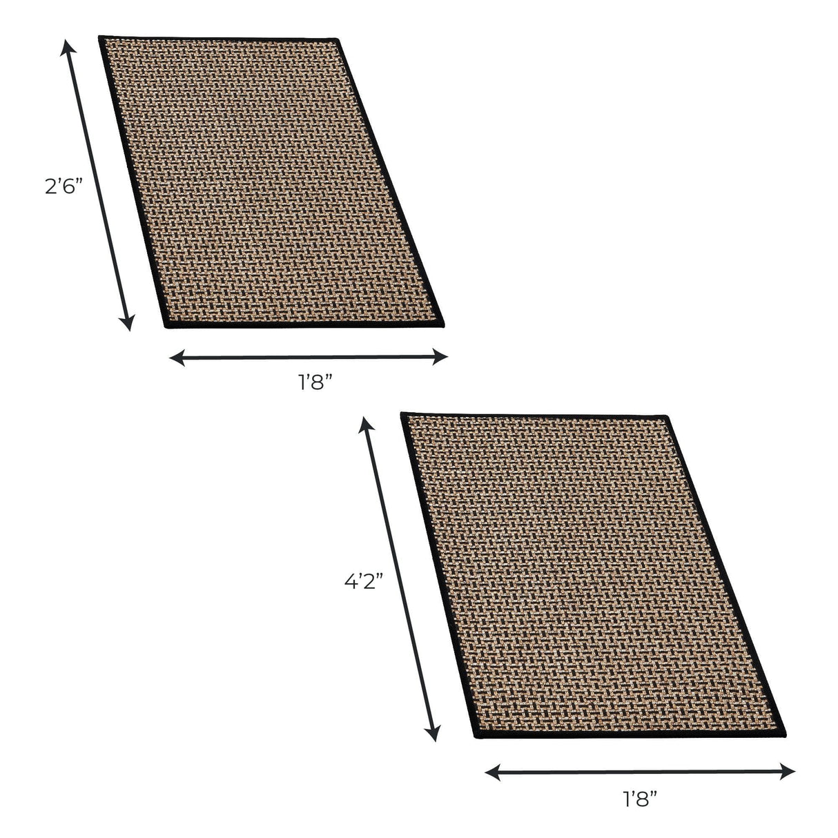 2 Pack Woven Bordered Machine Washable Accent Area Rug & Runner