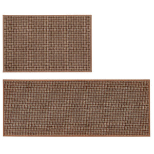 2 Pack Woven Bordered Machine Washable Accent Area Rug & Runner