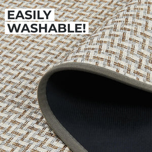 2 Pack Woven Bordered Machine Washable Accent Area Rug & Runner