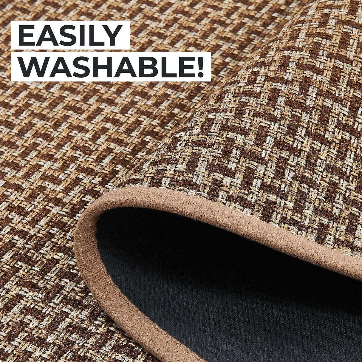 2 Pack Woven Bordered Machine Washable Accent Area Rug & Runner