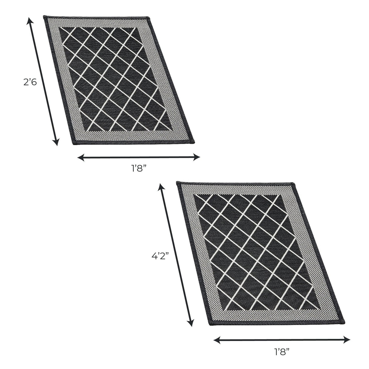 2 Pack Woven Trellis Machine Washable Accent Area Rug & Runner - Lysandra Collection