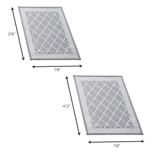 2 Pack Woven Trellis Machine Washable Accent Area Rug & Runner - Lysandra Collection