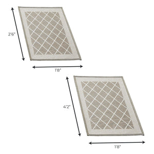 2 Pack Woven Trellis Machine Washable Accent Area Rug & Runner - Lysandra Collection