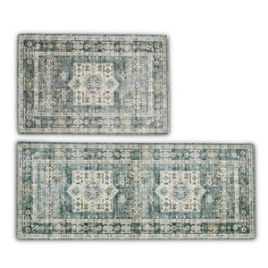 Medallion Machine Washable Accent Area Rug & Runner 2 Pack - Nava Collection