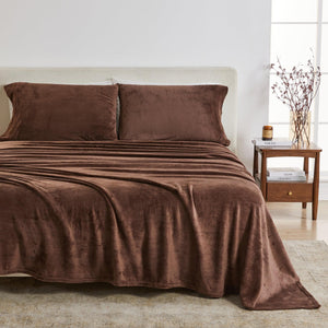 4-Piece Solid Plush Velvet Luxe Sheet Set