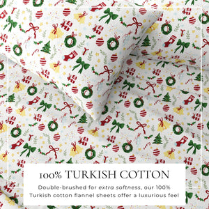 4-Piece Turkish Cotton Christmas Flannel Sheet - Whittaker Collection