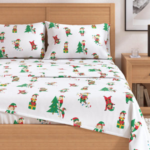 4-Piece Turkish Cotton Christmas Flannel Sheet - Whittaker Collection