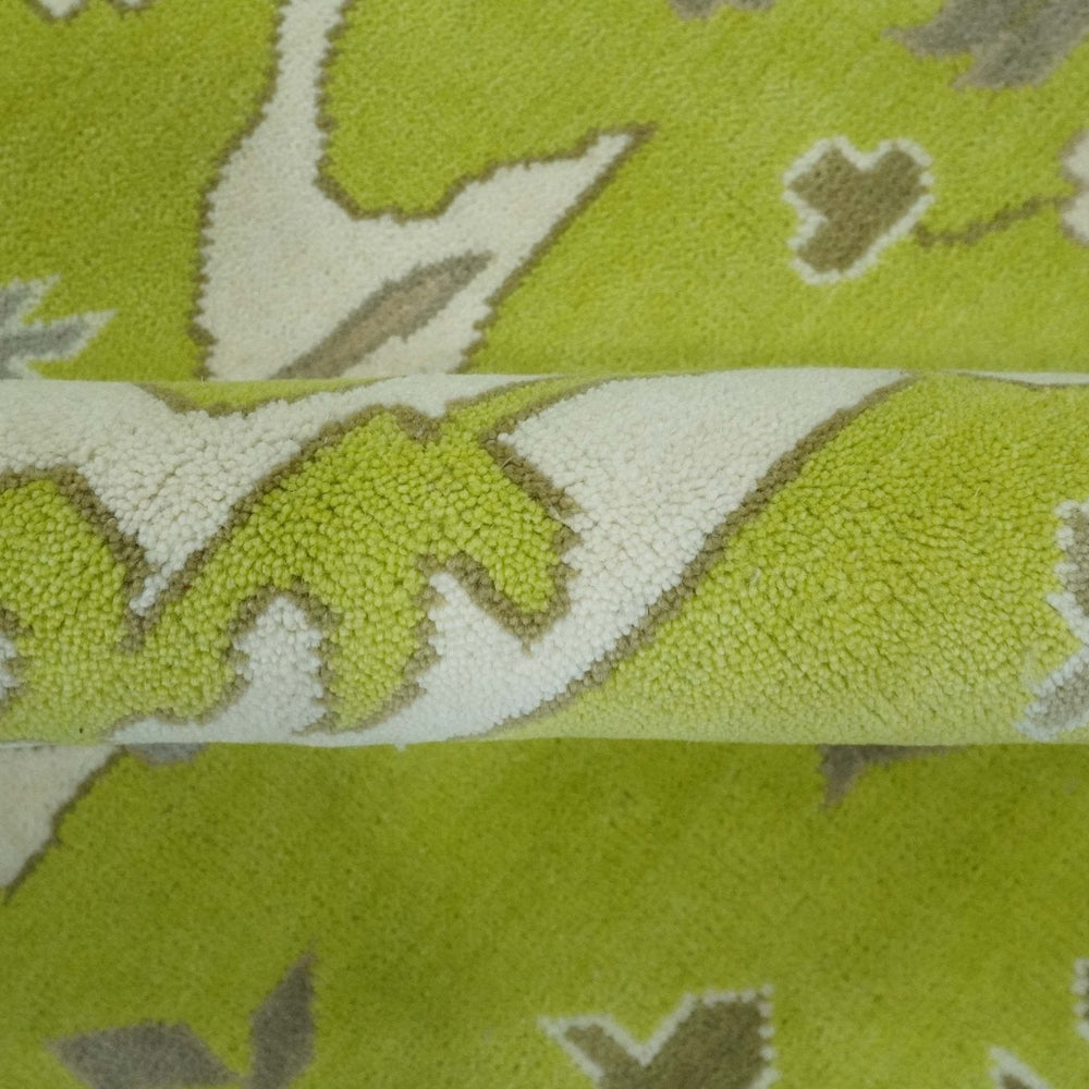 Green and Ivory Hand knotted Oriental Oushak Multi Size wool Area Rug