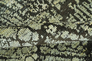 Green and Olive Modern Abstract 5x8 Hand knotted wool area Rug