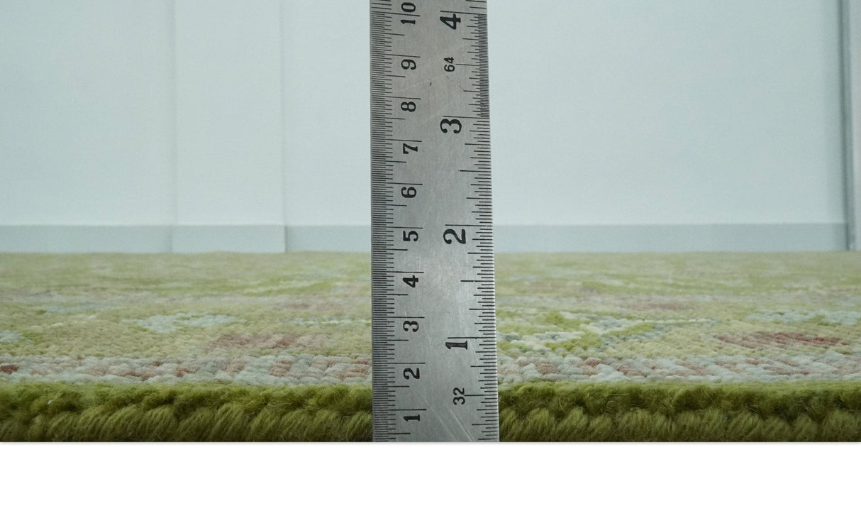 Green and Purple Traditional Design Custom Made wool area rug