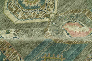 Green and Teal Traditional Hand Knotted Multi Size wool area rug