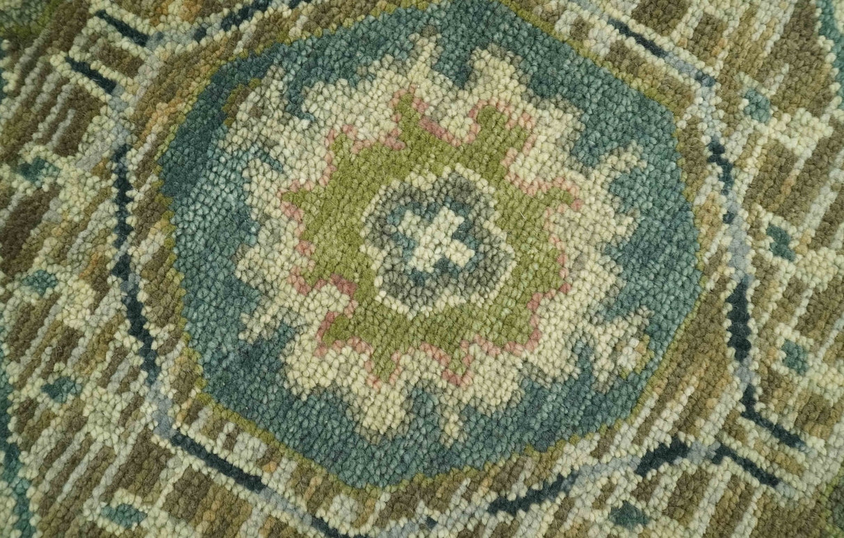 Green and Teal Traditional Hand Knotted Multi Size wool area rug