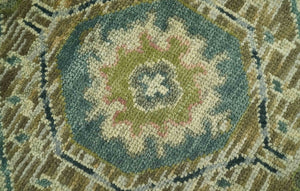 Green and Teal Traditional Hand Knotted Multi Size wool area rug