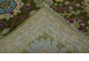 Green, Beige and Purple 8x10 Hand Knotted Traditional Oushak wool area rug