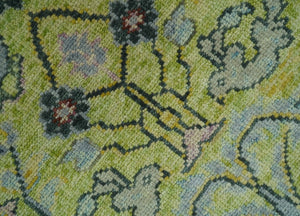 Green, Blue And Red Plant and Branches Hand Knotted Custom Made wool area rug