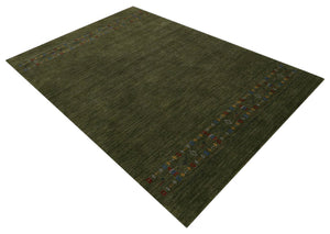 Green Contemporary Design Hand Loomed Wool Area Rug