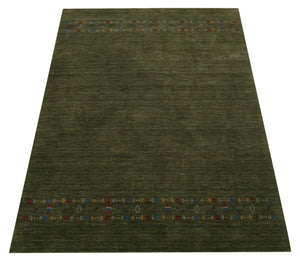 Green Contemporary Design Hand Loomed Wool Area Rug