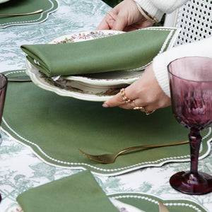 Mireli Green Rectangle Fabric Placemat & Napkin Set