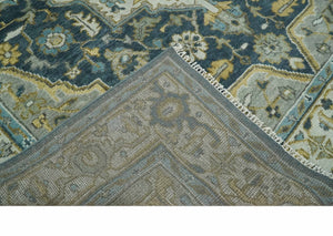 Ivory, Teal, and silver Hand Knotted Traditional Medallion Multi size wool Area Rug