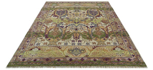 Green, Ivory And Gold Transition Hand Knotted Custom Made wool area rug