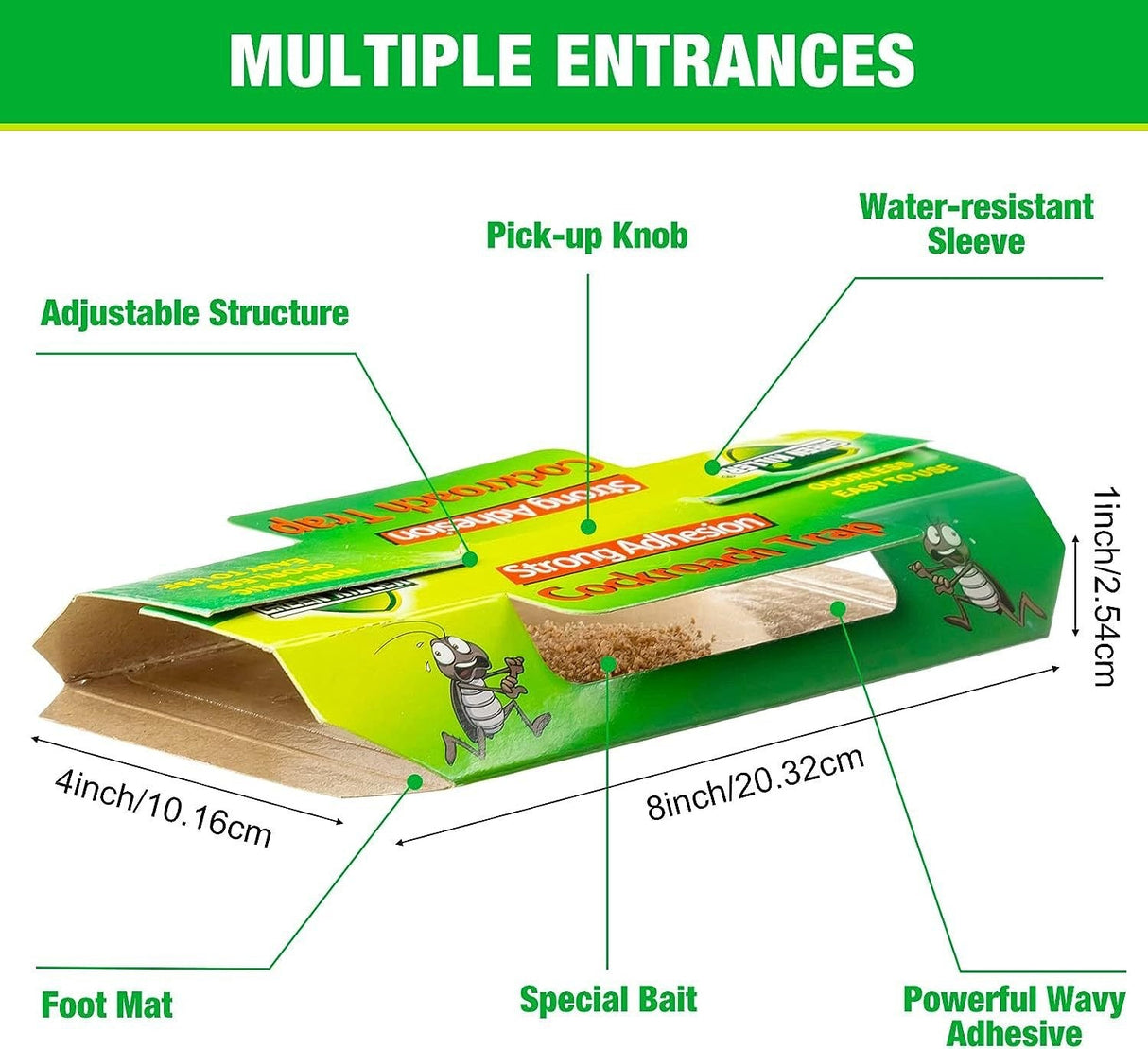 Green Killer Cockroach Trap - Sticky Glue Traps 10pcs – Roach & Flea Catcher