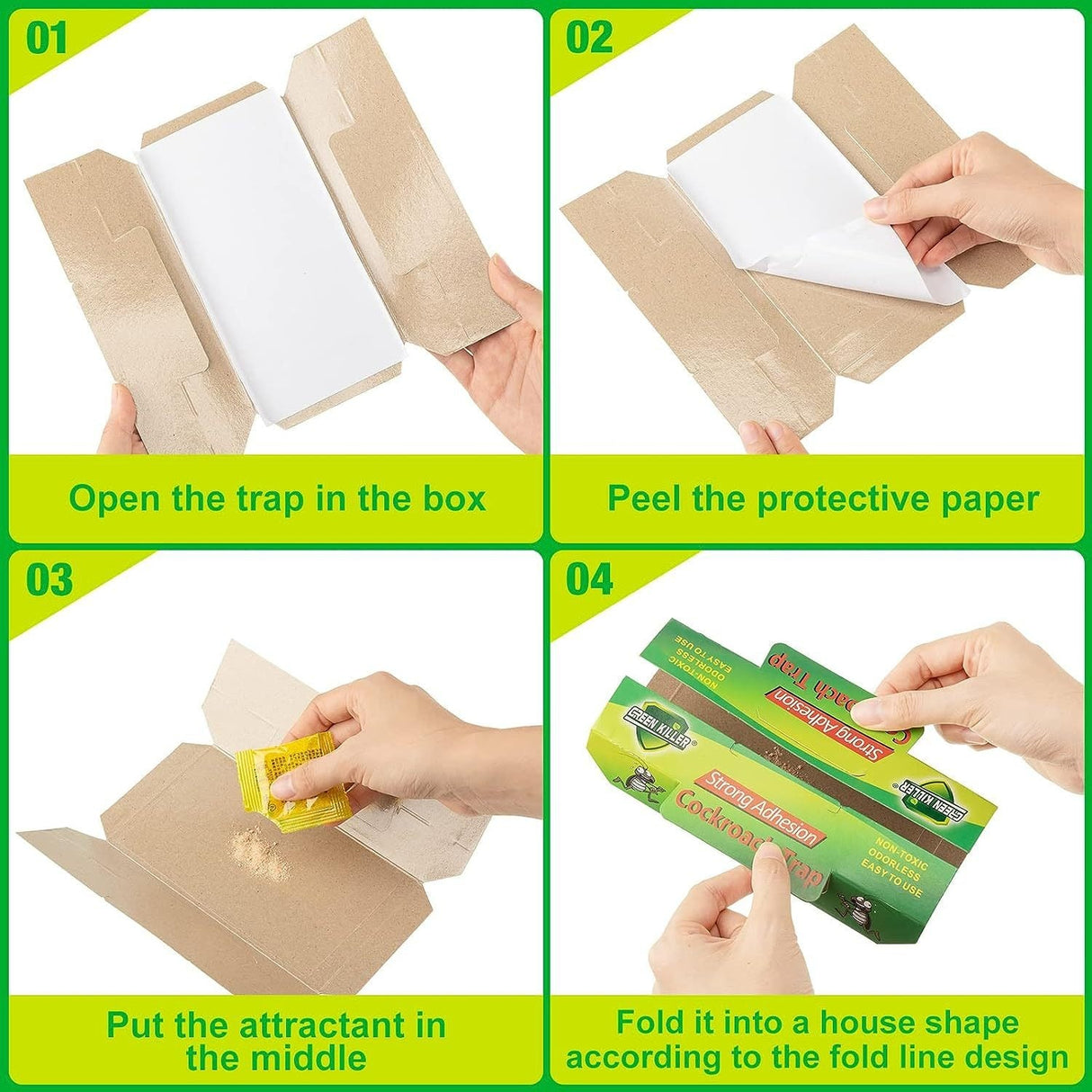 Green Killer Cockroach Trap - Sticky Glue Traps 10pcs – Roach & Flea Catcher