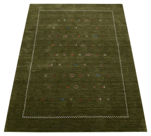 Green Modern Design Hand Loomed Wool Area Rug