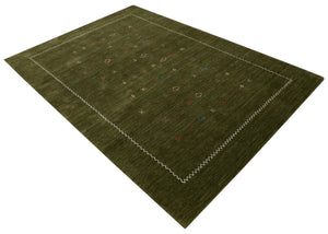 Green Modern Design Hand Loomed Wool Area Rug