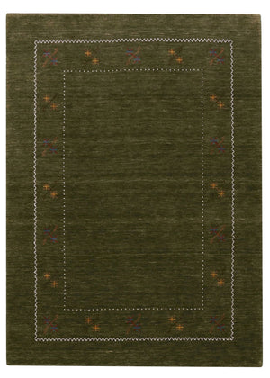 Green Modern Gabbeh Border Design Hand Loomed Wool Area Rug