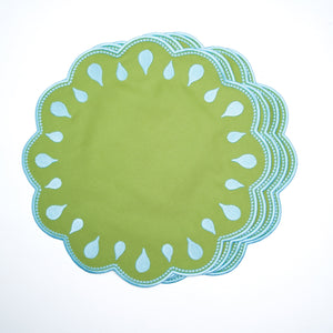 Droplet Green Round Fabric Placemat