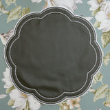 NURTURE GREEN SCALLOPED FAUX LEATHER PLACEMAT