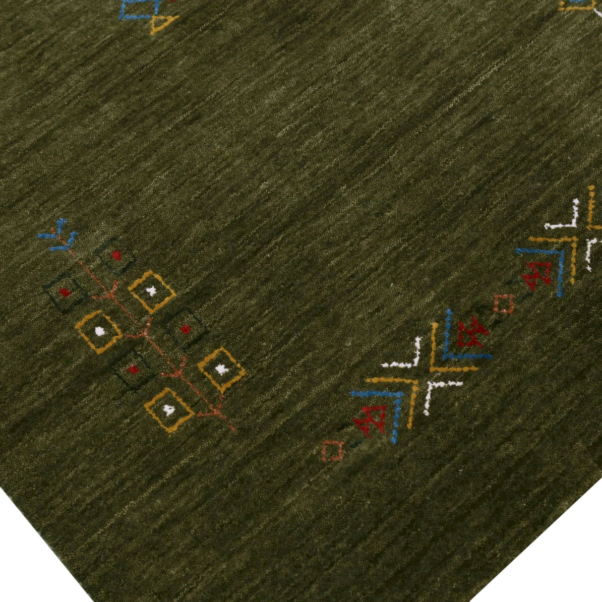 Green Tribal Center Medallion Hand Loomed Wool Area Rug