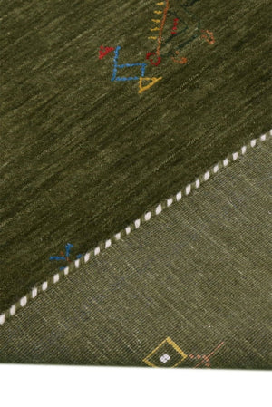 Green Tribal Center Medallion Hand Loomed Wool Area Rug