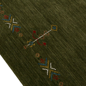 Green Tribal Center Medallion Hand Loomed Wool Area Rug