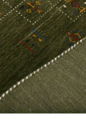 Green Tribal Design Hand Loomed Wool Area Rug
