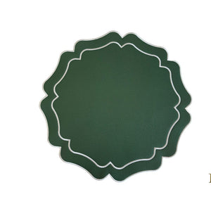 Vista Green Wavy Faux Leather Placemats