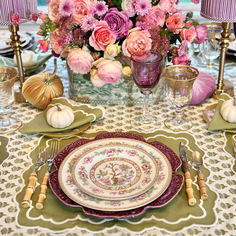 Elara Green Rectangle Fabric Placemat & Napkin Set