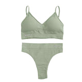 Talmont Seamless Ribbed Bra & Panty Set – Soft, Stretchy Lounge Lingerie with Removable Pads