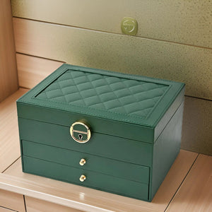 PU Leather Jewelry Box Organizer Multi Layer Jewelry Storage Case with Compartments