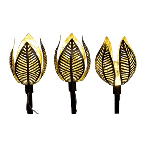 Solar Powered Copper Lily lights - set of 3