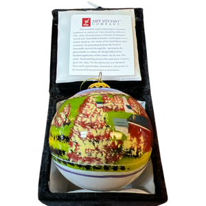 Hand Painted Glass Globe Ornament - A Vermont Covered Bridge