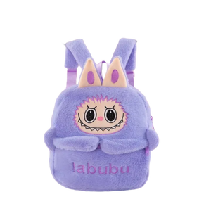 Cartoon Labubu Furry Backpack Children's Plush Backpack - Purple