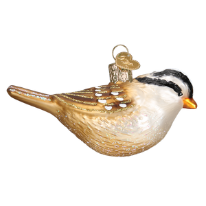 White Crowned Sparrow  Glass Ornament