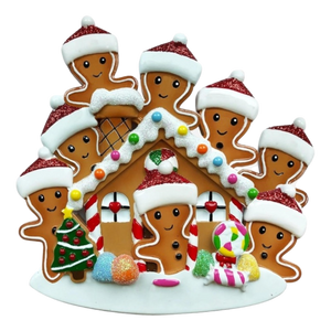 Gingerbread House Family Of 8 - Ornament