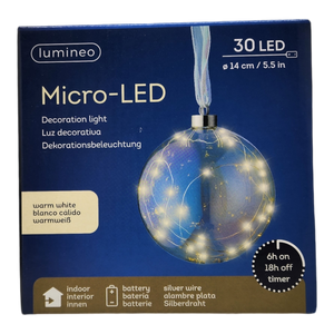 Micro LED Lighted Ball Ornament - Warm White