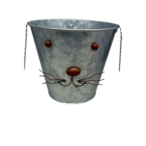Galvanized Metal Bunny Design Bucket with Ears - Medium